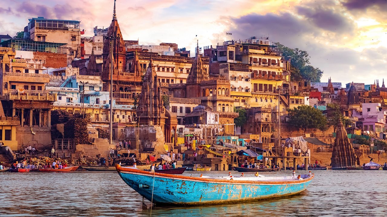 Varanasi Ghats at sunset - Sacred riverfront